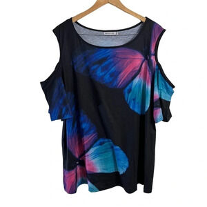Misslook Butterfly Blouse Plus Size 3XL Cold Shoulder Sleeves Pullover Colorful